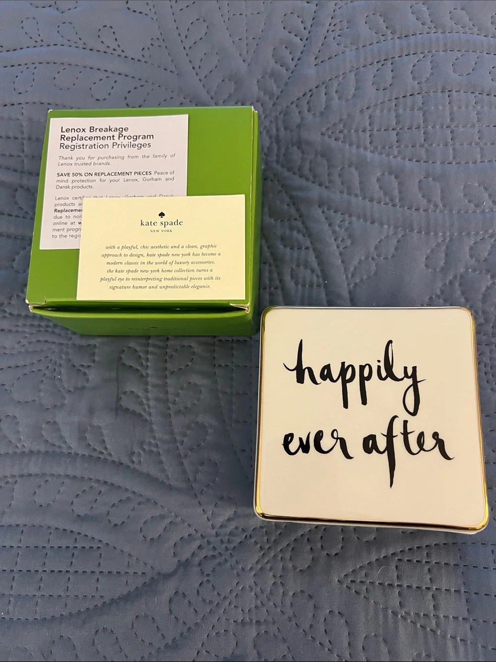 kate spade 'Happily Ever After' Ceramic Trinket Box - White and Gold